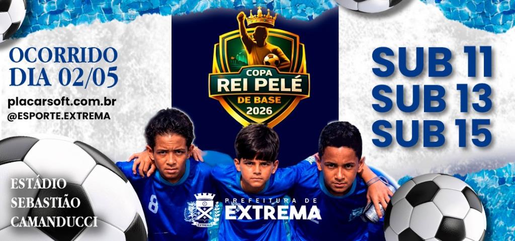 Três times da Escola de Futebol de Extrema seguem firmes na disputa da etapa classificatória da Copa Rei Pelé de Base 2026