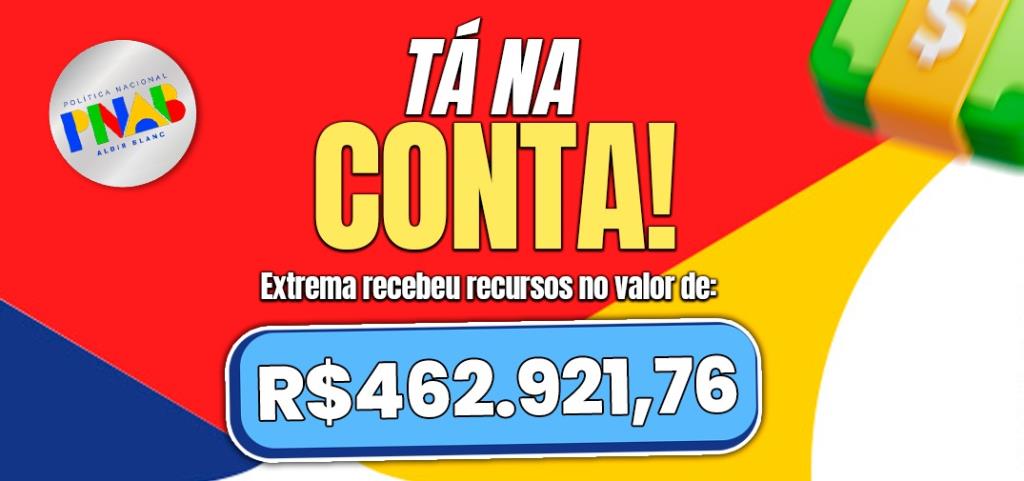 Extrema recebe verba de mais de R$ 460 mil da Política Nacional Aldir Blanc para fomento das atividades culturais do município