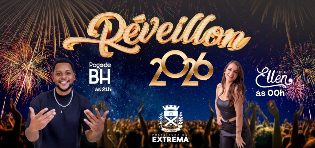 Réveillon em Extrema terá festa gratuita no Parque de Eventos com duas grandes atrações locais e uma ampla Praça de Alimentação