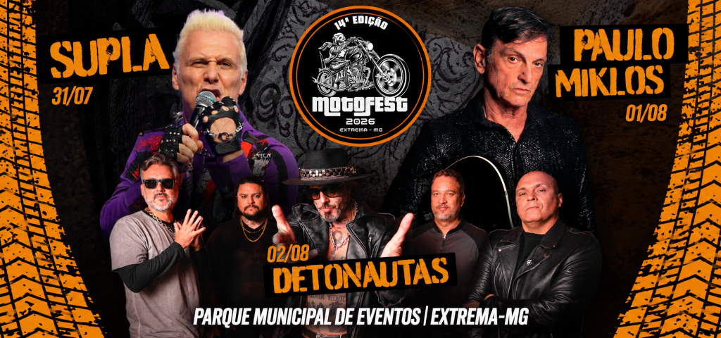 14º Extrema Motofest é antecipado e confirma programação com 17 shows de rock, incluindo apresentações de Supla, Paulo Miklos e Detonautas