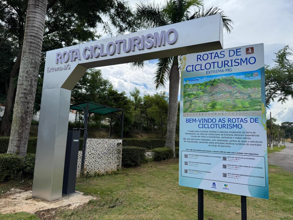 Secretaria de Turismo implanta tótens de apoio em pontos turísticos da cidade e lança oficialmente as Rotas de Cicloturismo de Extrema neste sábado (31)