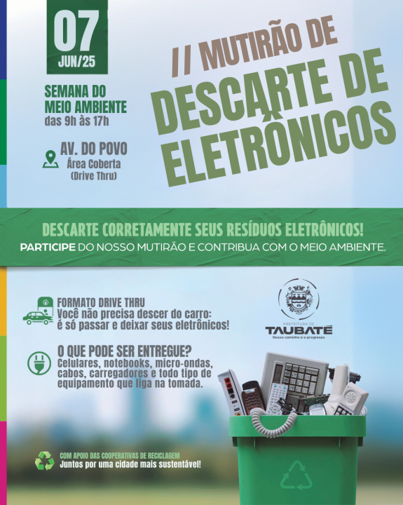 Taubaté promove mutirão de recolhimento de resíduos eletrônicos