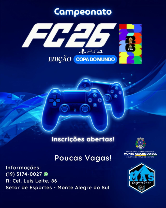 Campeonato FC26 – Edição Copa do Mundo abre inscrições em Monte Alegre do Sul
