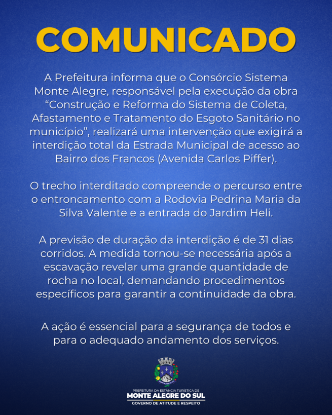 Comunicado- Consórcio Sistema Monte Alegre