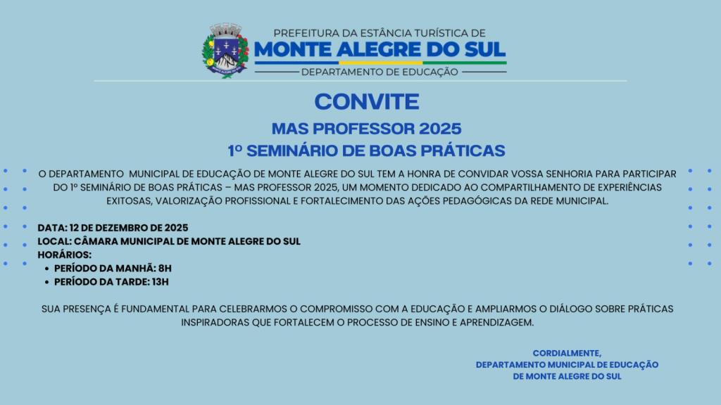 Prefeitura realiza o 1ª Seminário de Boas Práticas Professor 2025
