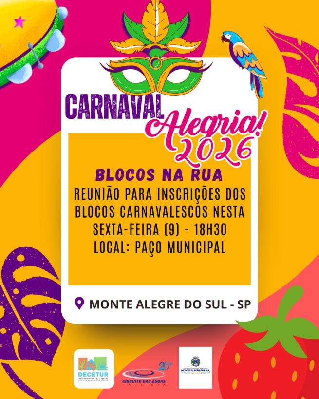 Prefeitura promove reunião para inscrições dos blocos do Carnaval Alegria 2026