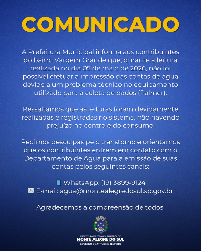 Comunicado- Setor de Água