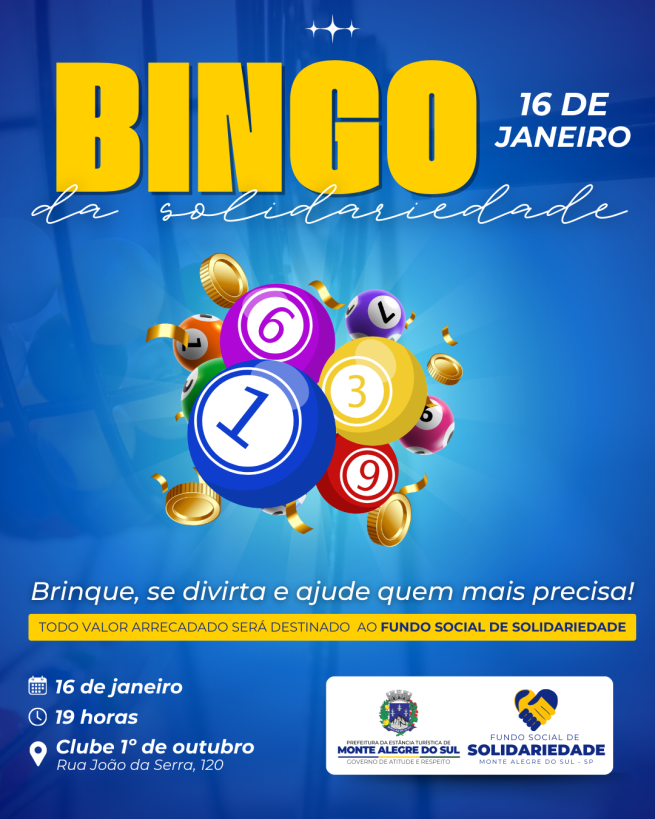 Bingo da Solidariedade acontece no dia 16 de janeiro