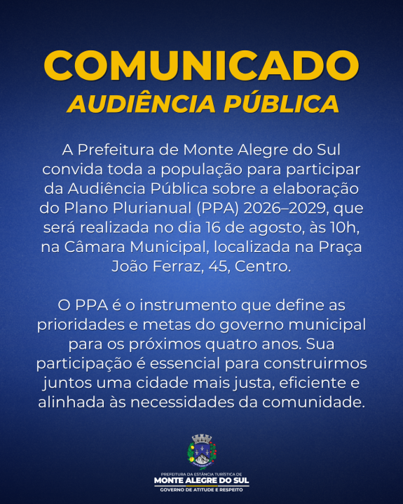 COMUNICADO- AUDIÊNCIA PÚBLICA