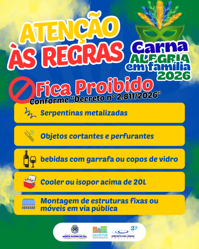 Carnaval 2026 terá normas de segurança definidas por decreto em Monte Alegre do Sul