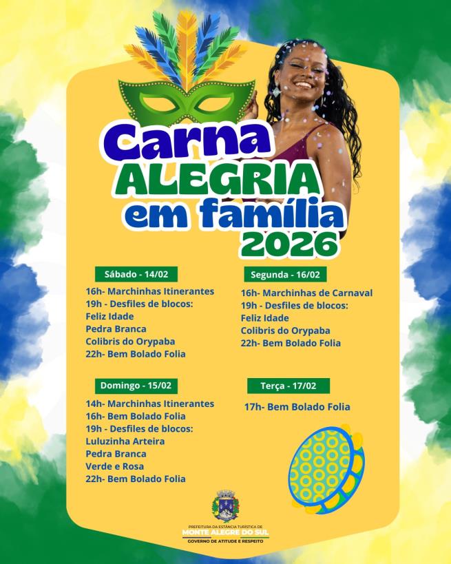 Carnaval Alegria em Família 2026 promete quatro dias de festa, tradição e diversão