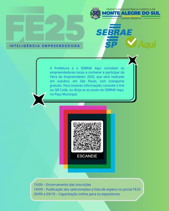 Monte Alegre do Sul abre inscrições para participação na Feira do Empreendedor 2025