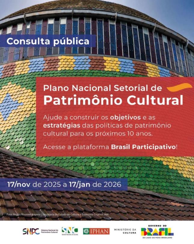 Consulta pública para contribuições ao I Plano Nacional Setorial do Patrimônio Cultural
