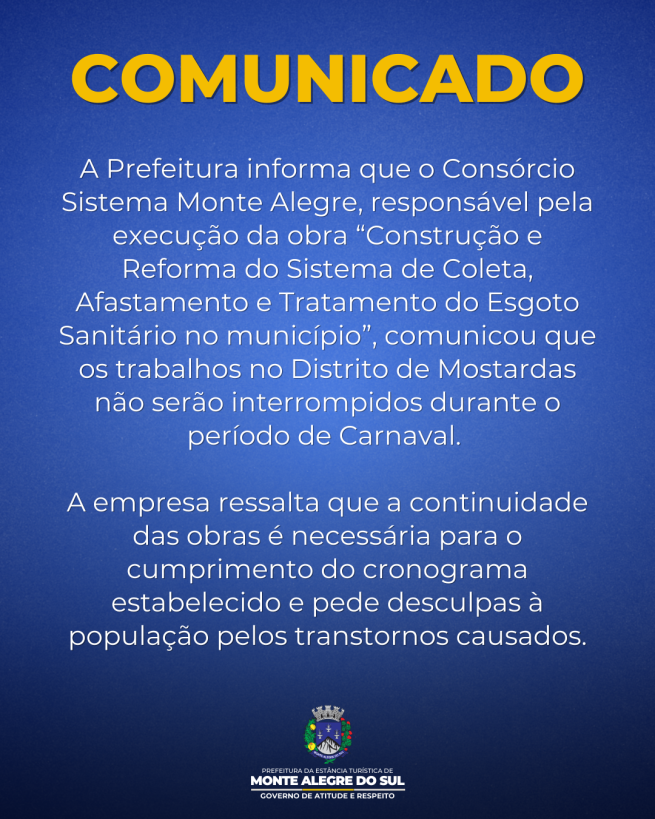 Comunicado- Consórcio Sistema Monte Alegre
