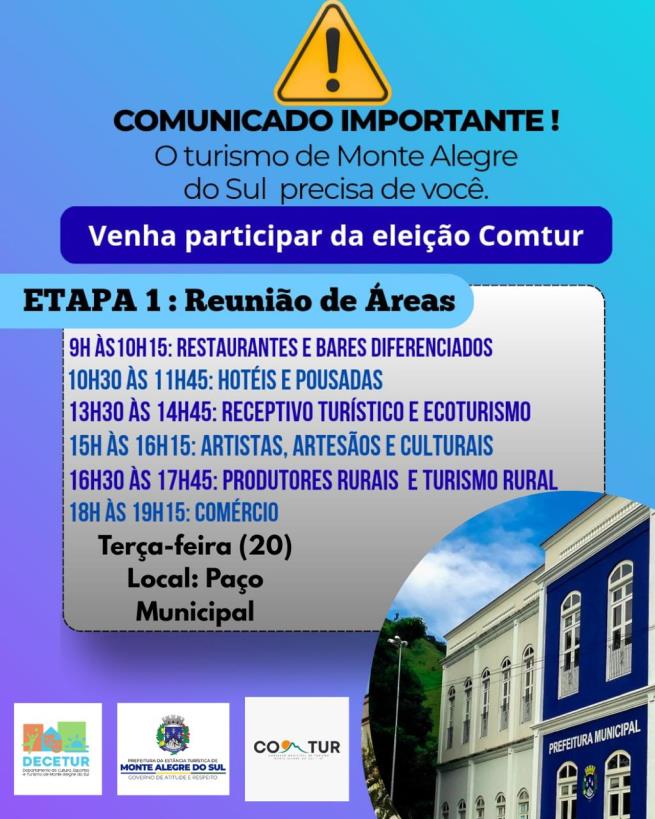 Convocação para Reuniões de Áreas (Eleição de Membros) do COMTUR