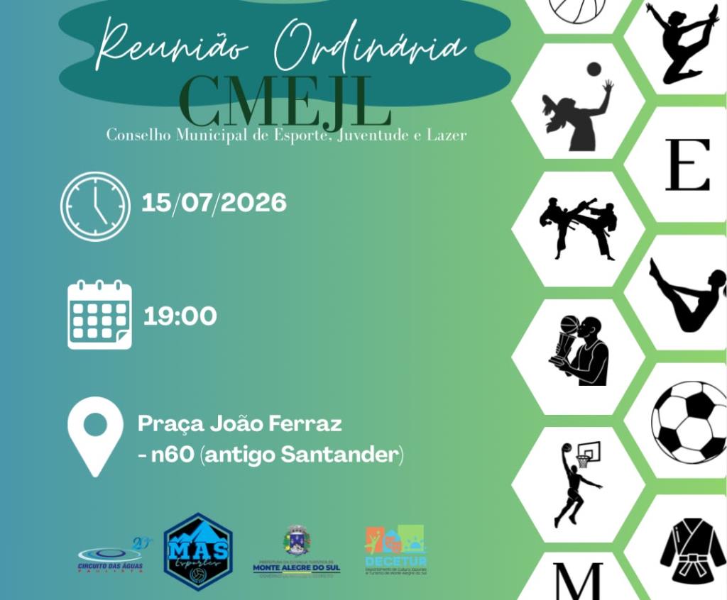 Conselho Municipal de Esporte, Juventude e Lazer realiza reunião ordinária na quarta-feira (15/07)