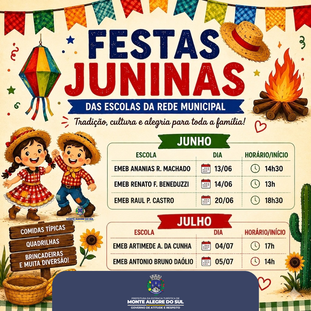 Festas Juninas das escolas municipais estão chegando; confira a programação