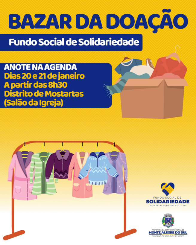 Bazar de Doação do Fundo Social de Solidariedade acontece nos dias 20 e 21 de janeiro