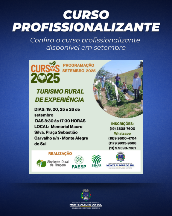 Monte Alegre do Sul recebe curso de Turismo Rural de Experiência