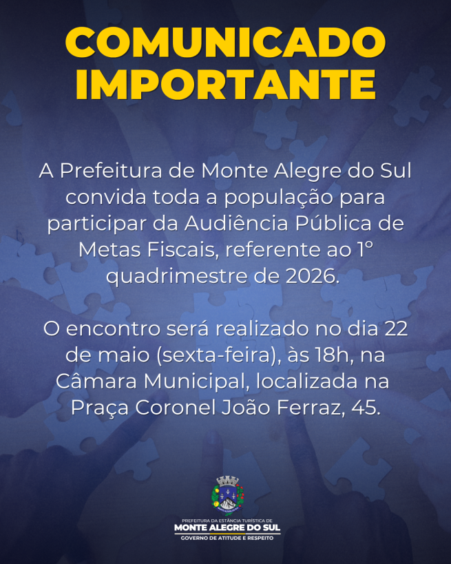 Comunicado- Audiência Pública de Metas Fiscais