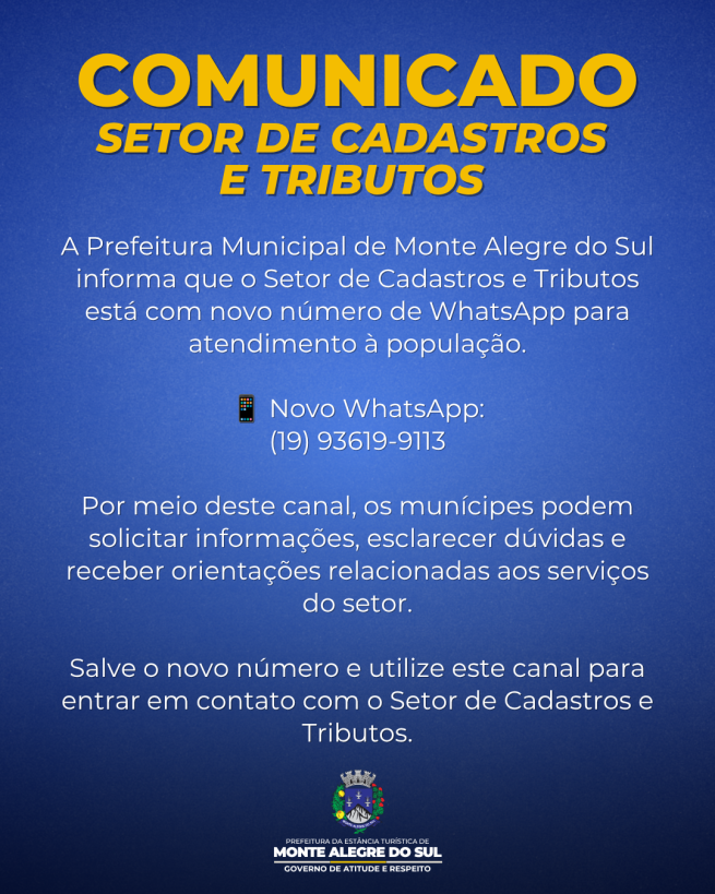 Comunicado- Setor de Cadastros e Tributos