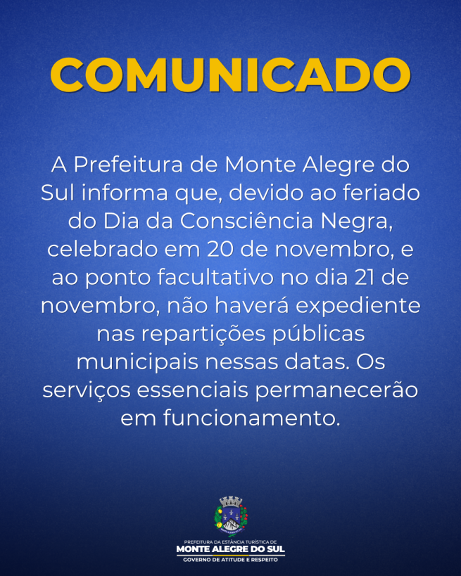 Comunicado- Feriado do Dia da Consciência Negra