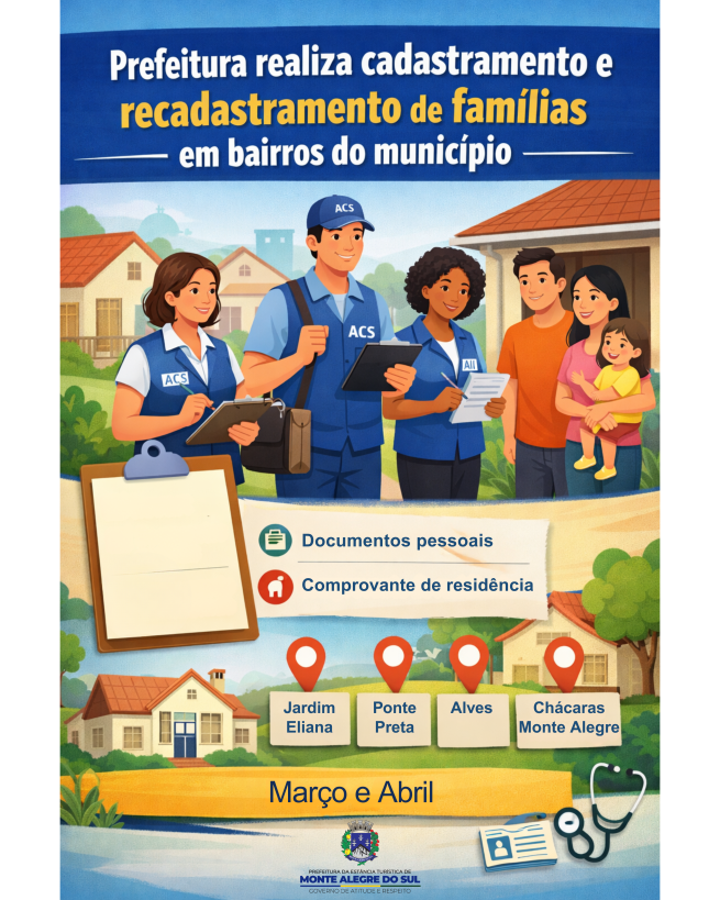Prefeitura realiza cadastramento e recadastramento de famílias em bairros do município