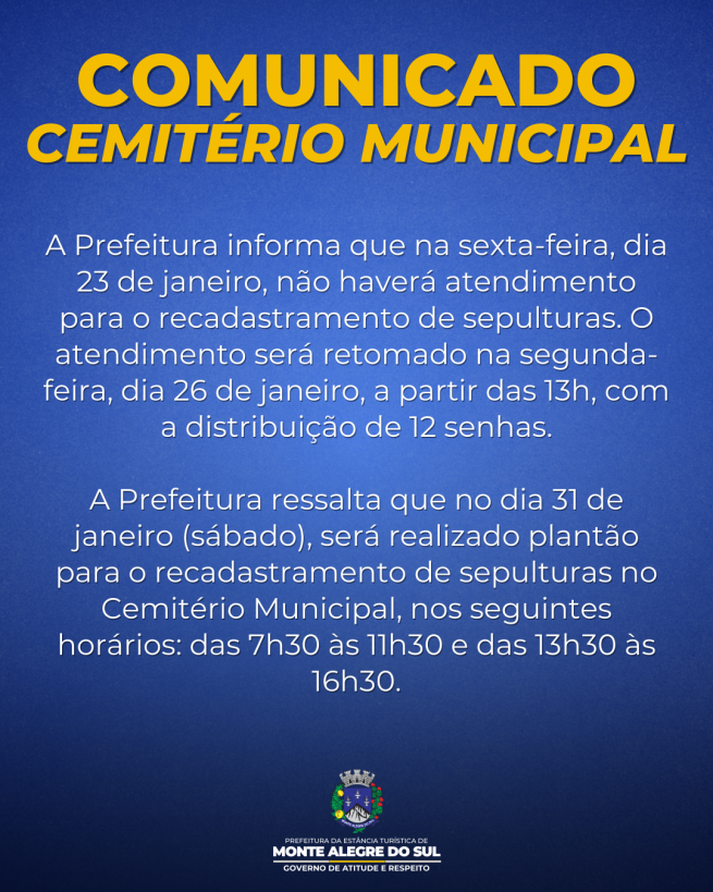Comunicado- Cemitério Municipal