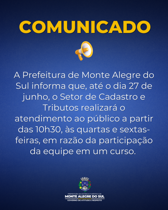 COMUNICADO- SETOR DE CADASTRO E TRIBUTOS