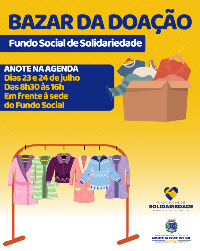 Bazar de Doação do Fundo Social de Solidariedade acontece nos dias 23 e 24 de julho
