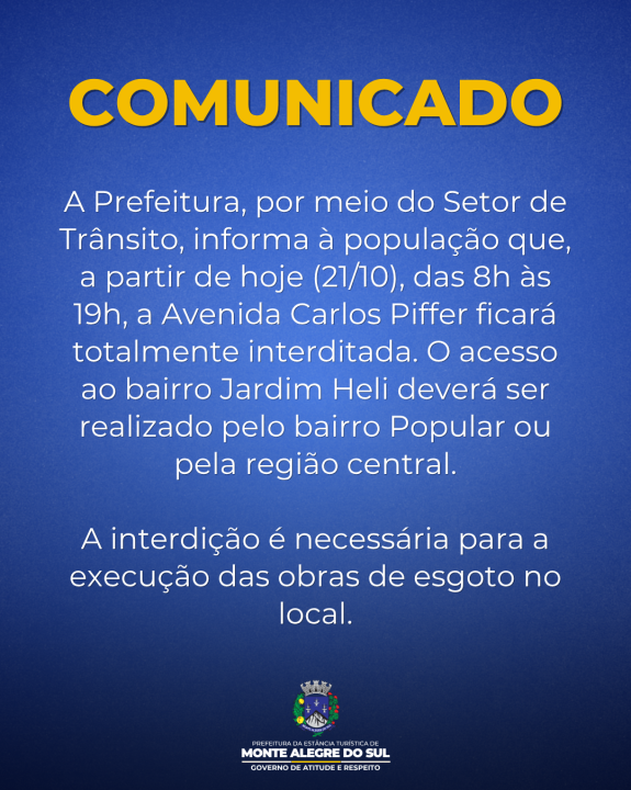 Comunicado- Setor de trânsito