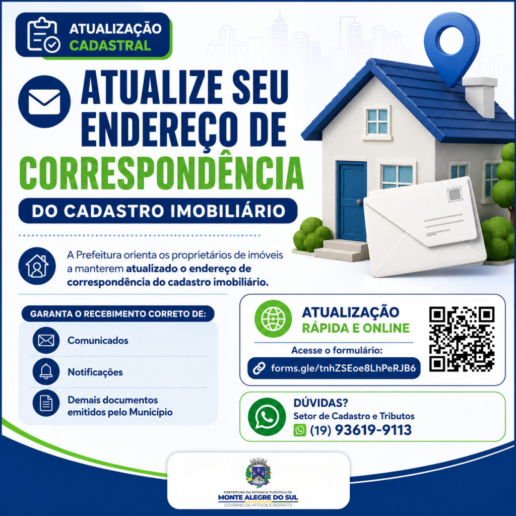 Prefeitura orienta proprietários a atualizarem endereço de correspondência do cadastro imobiliário
