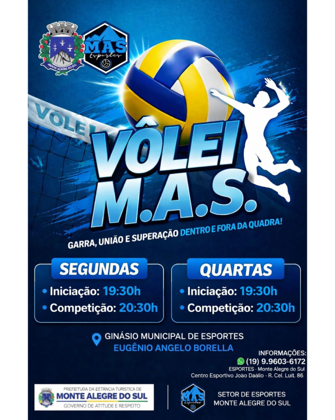 Monte Alegre do Sul oferece aulas gratuitas de vôlei