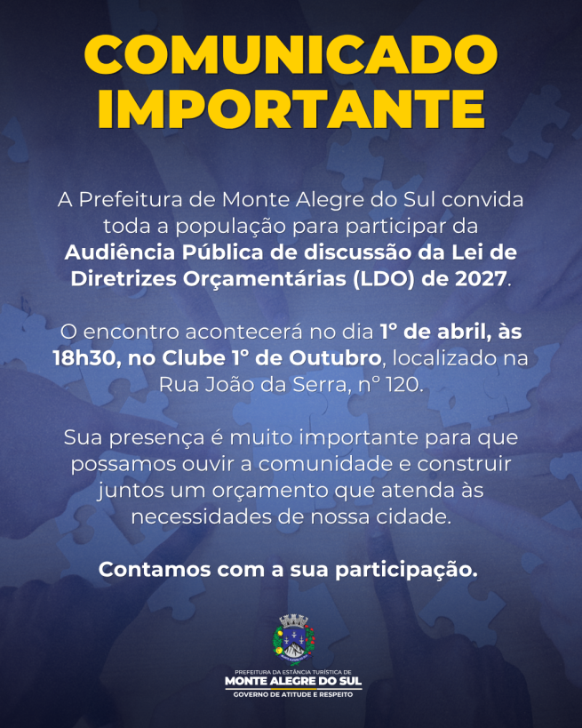 Comunicado- Audiência Pública LDO de 2027