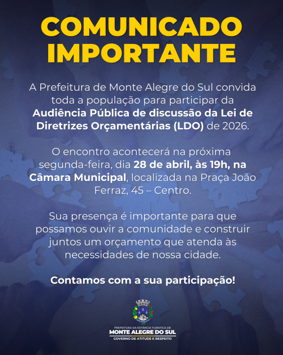 Prefeitura convida população para discutir a LDO 2025