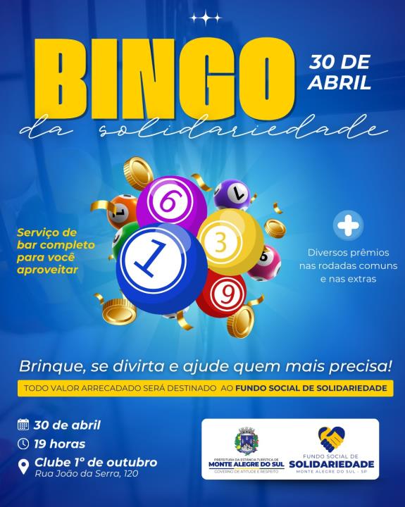Prefeitura realiza Bingo da Solidariedade no dia 30 de abril