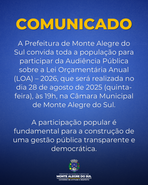 COMUNICADO- AUDIÊNCIA PÚBLICA LOA