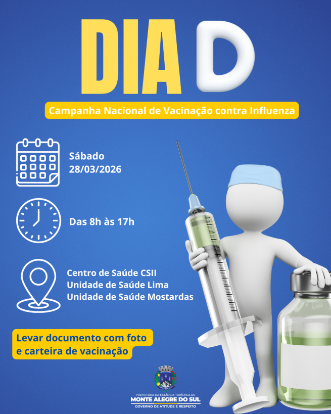 Prefeitura realiza Dia D da vacinação contra a gripe neste sábado (28/03)