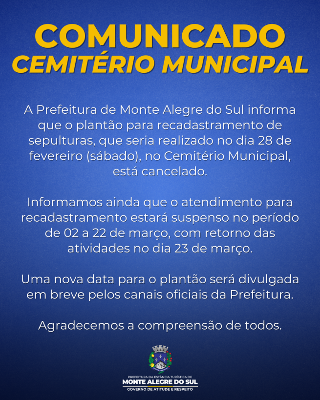 Comunicado- Cemitério Municipal