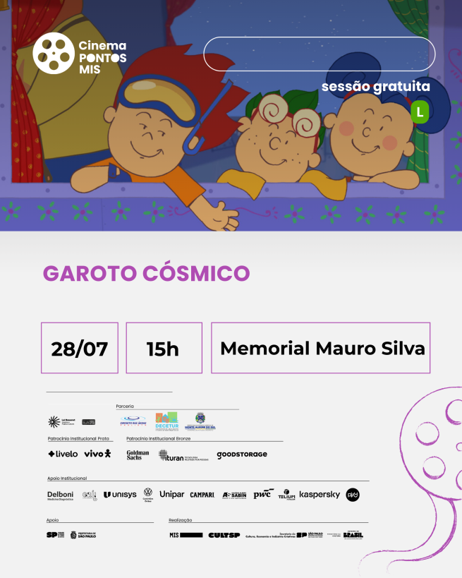 Cinema Pontos MIS exibe “Garoto Cósmico” nesta terça-feira (28/07) no Memorial Mauro Silva