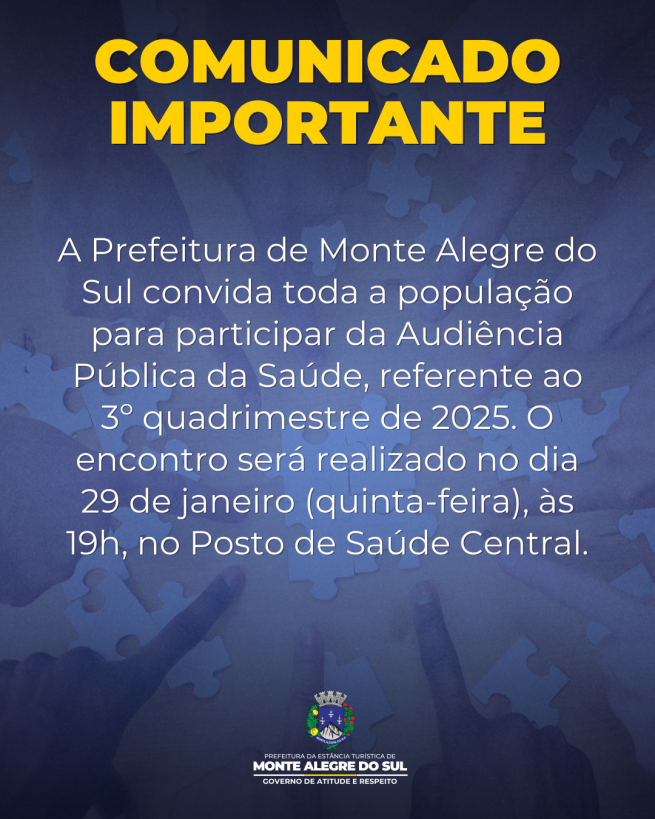 Comunicado- Departamento de Saúde