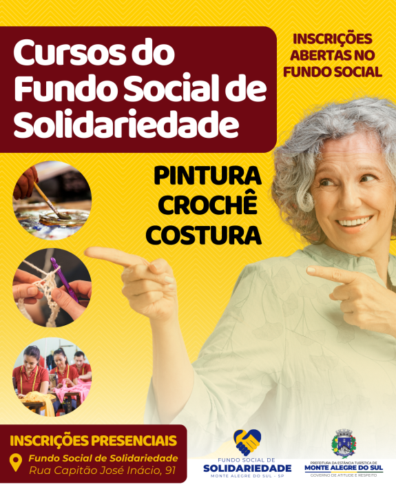 Fundo Social de Solidariedade está com inscrições abertas para cursos de Pintura, Crochê e Costura