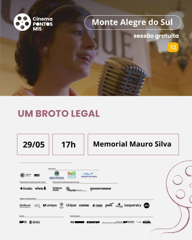 Cinema Pontos MIS exibe “Um Broto Legal” nesta sexta-feira (29/05) no Memorial Mauro Silva