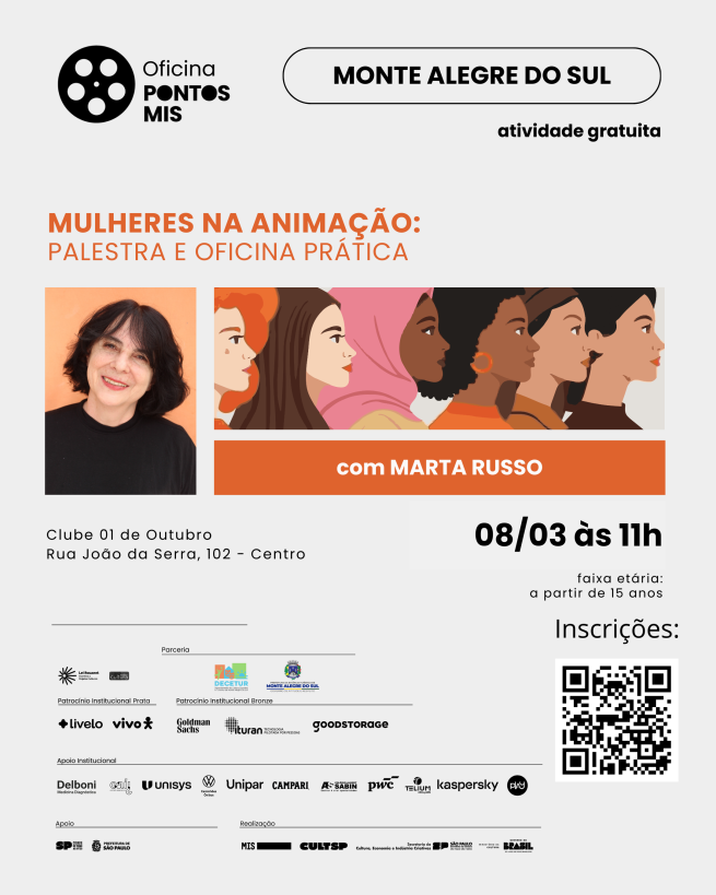 Monte Alegre do Sul recebe oficina gratuita “Mulheres na Animação” neste domingo (08/03)