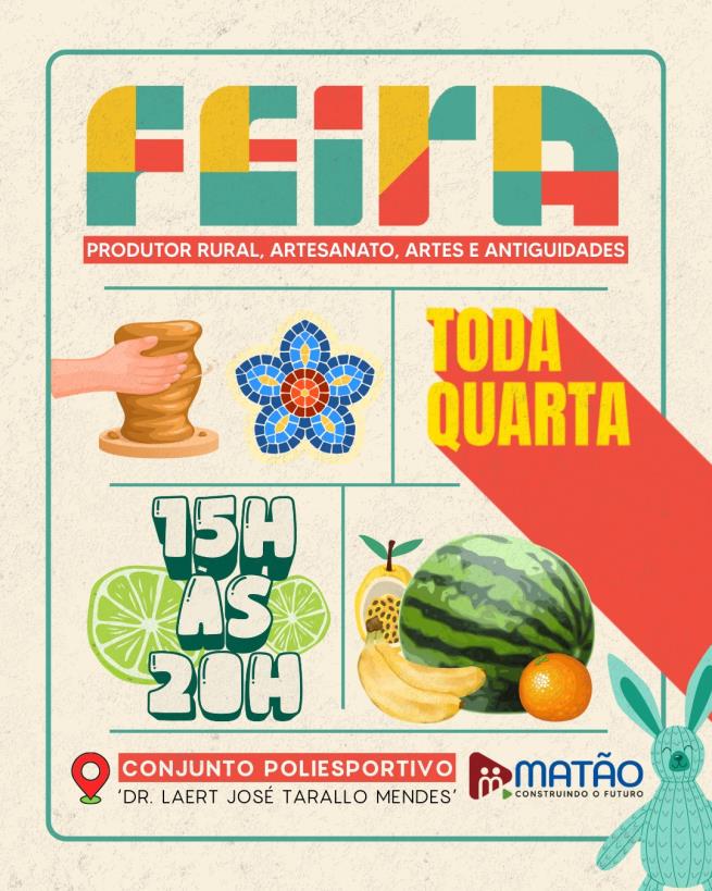 Hoje, quarta-feira, tem feira no Poliesportivo!