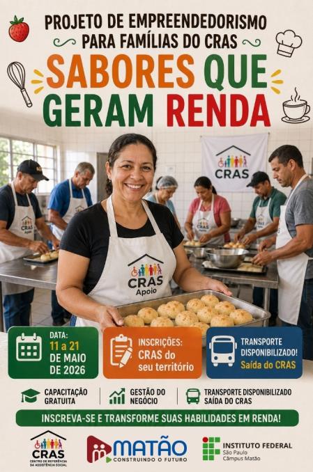 Curso gratuito de empreendedorismo alimentício será ofertado em parceria com os “CRAS” e “IFSP”