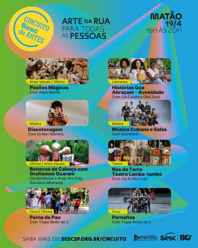 Matão recebe o Circuito Sesc de Artes neste domingo 19 de abril, Dia dos Povos Indígenas!