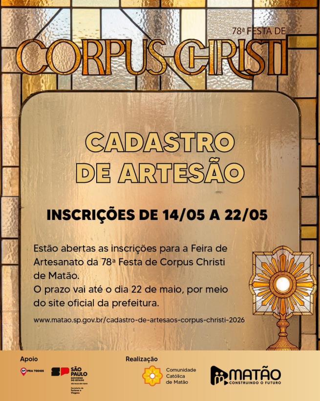 Artesãos já podem se inscrever para a Feira de Artesanato do Corpus Christi 2026