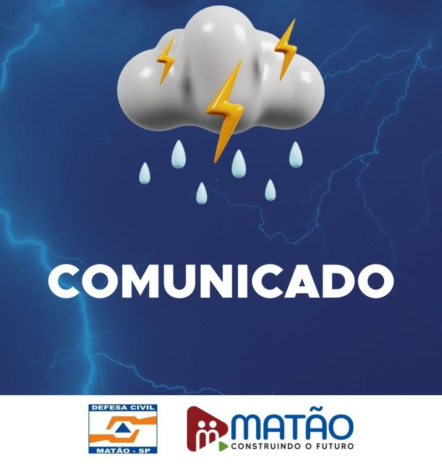 Defesa Civil de Matão alerta para fortes chuvas no fim de semana