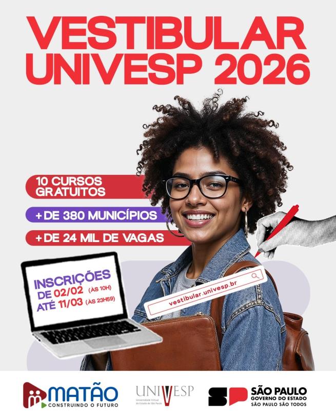 Faculdade gratuita: Univesp está com inscrições abertas para o vestibular